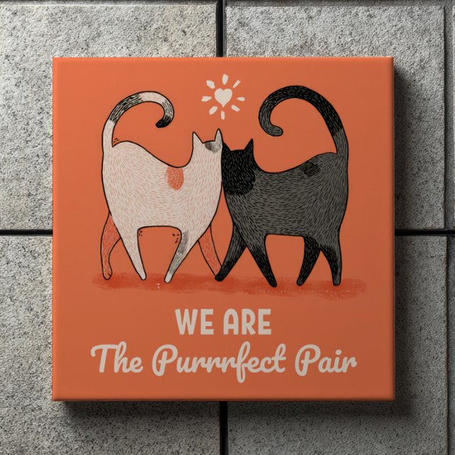 We Are The Perfect Pair Funny Cats Valentine's Tile (Creator Uploaded)