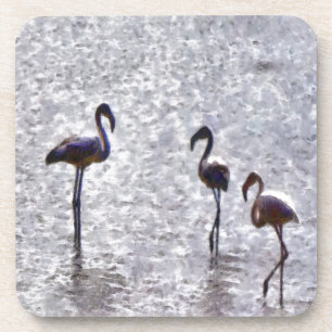 We Are The Three Flamingos Watercolor Coaster