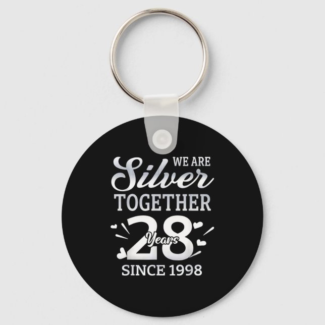 We Are Together 28 Years Couple Anniversary Since  Keychain (Front)