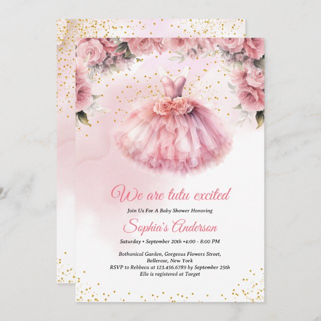 We Are Tutu Excited Baby Shower Invitation  (Front/Back)