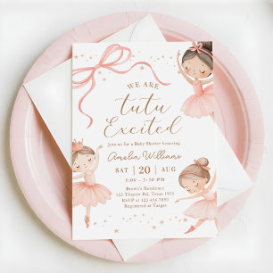 We Are Tutu Excited Ballerina Girl Baby Shower Invitation