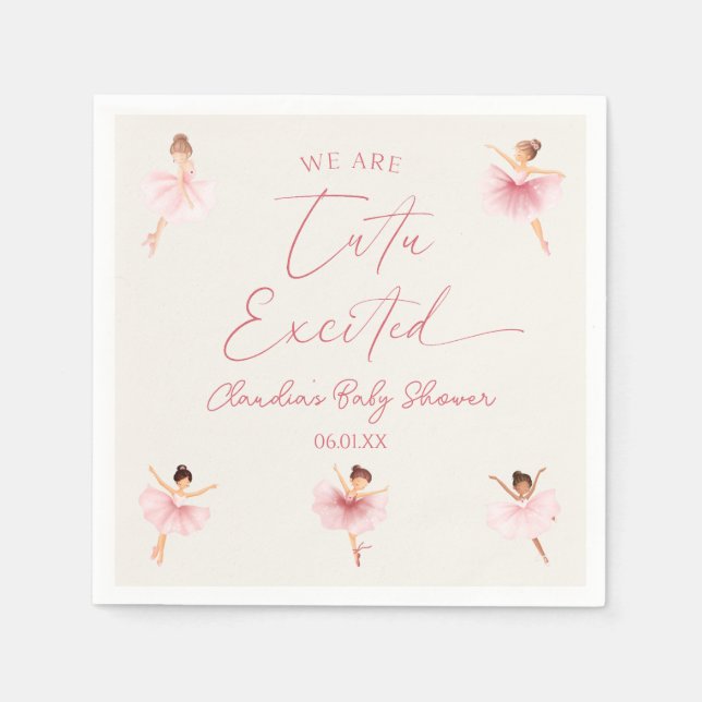 We Are Tutu Excited Ballerina Pink Baby Shower Napkin (Front)