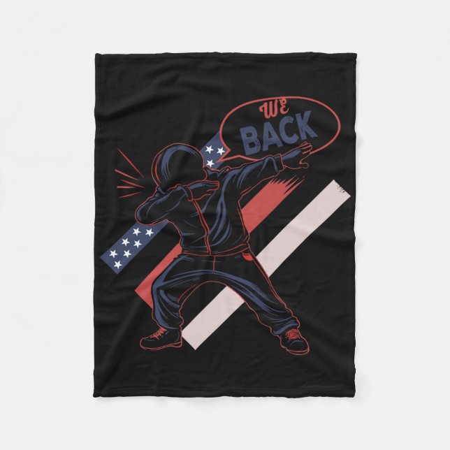 We Back To School American Flag Dabbing Boy  Fleece Blanket (Front)