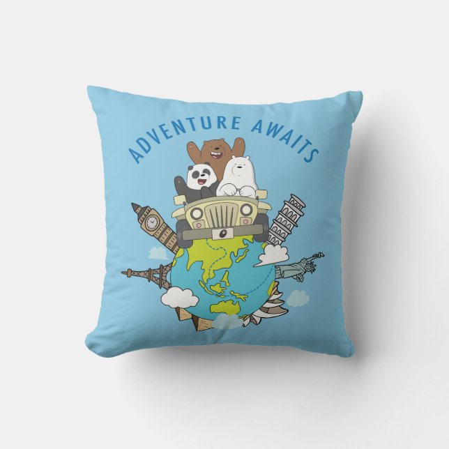 We Bare Bears - Adventure Awaits Throw Pillow (Front)