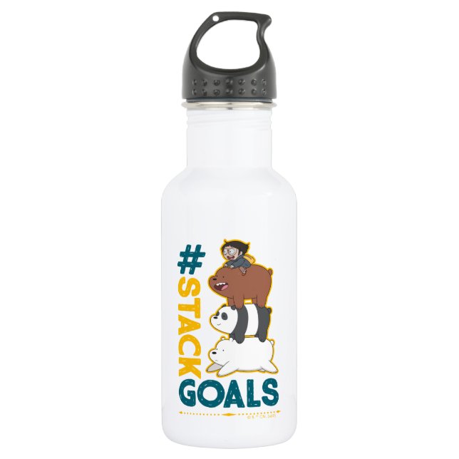 We Bare Bears and Chloe - #StackGoals 532 Ml Water Bottle (Front)