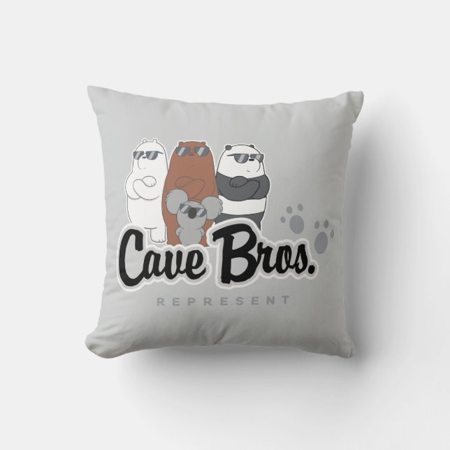 We Bare Bears - Cave Bros. Represent Throw Pillow (Front)