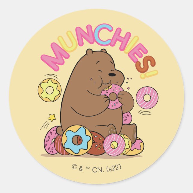 We Bare Bears - Grizz Doughnut Munchies! Classic Round Sticker (Front)