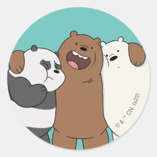 We Bare Bears Group Hug Classic Round Sticker