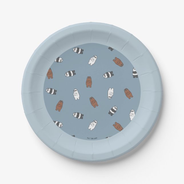 We Bare Bears - Sunglass Bears Pattern Paper Plate (Front)