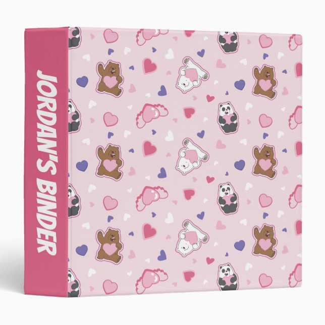 We Bare Bears - Valentine Hearts Pattern Binder (Front/Spine)