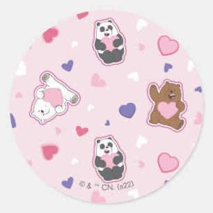 We Bare Bears - Valentine Hearts Pattern Classic Round Sticker