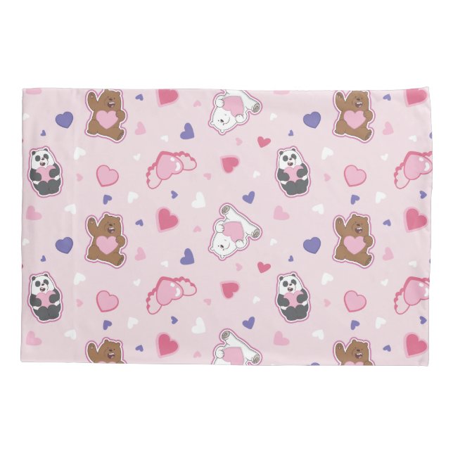 We Bare Bears - Valentine Hearts Pattern Pillowcase (Back)
