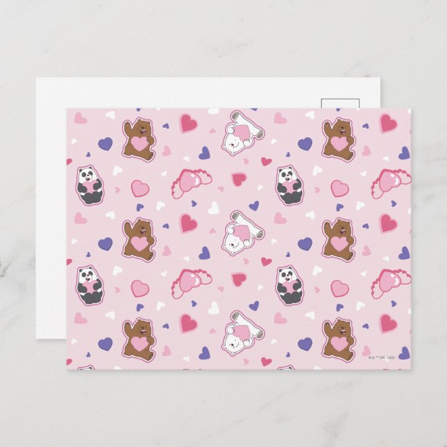 We Bare Bears - Valentine Hearts Pattern Postcard (Front/Back)
