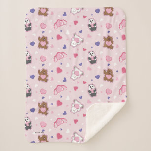 We Bare Bears - Valentine Hearts Pattern Sherpa Blanket
