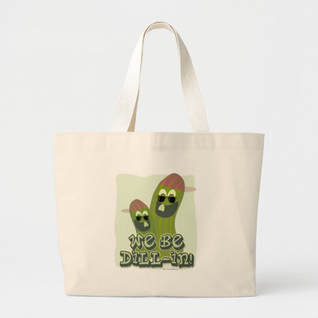 We Be Dill-in Hip Hop Pickle Pals Toon Large Tote Bag (Front)
