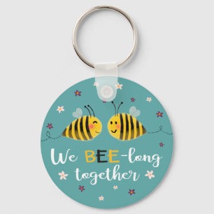 We BEE-long together with bees & flowers Valentine Keychain