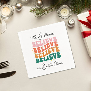 We believe in Santa Claus retro vintage Napkin