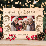We Believe Santa Family Name Christmas Keepsake Etched Frames<br><div class="desc">Capture the magic of the holidays with this "We Believe" etched wood photo frame, featuring a delightful Santa design. Perfect for showcasing your favourite holiday memories, this personalized frame brings a whimsical and festive touch to any home decor. Add your family name for a unique and heartfelt gift or a...</div>