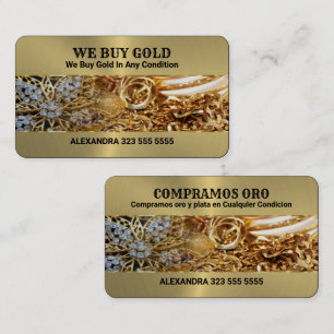 We Buy Gold Pile of Gold Jewellery Background 3 Business Card