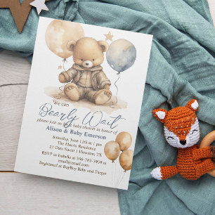 We can Barely Wait Balloons Baby Shower Invitation