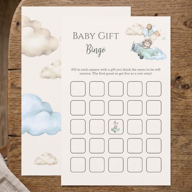 We Can Bealy Wait Tedd Bear Gift Bingo Game    (Baby Shower Gift Bingo Game We Can Bearly Wait Boy)