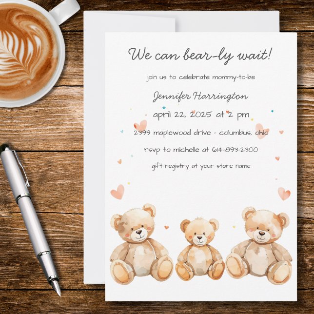 We Can Bear-ly Wait Baby Shower Invitation (Creator Uploaded)