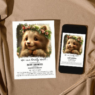We Can Bearly (Barely) Wait Baby Boy Shower Invitation