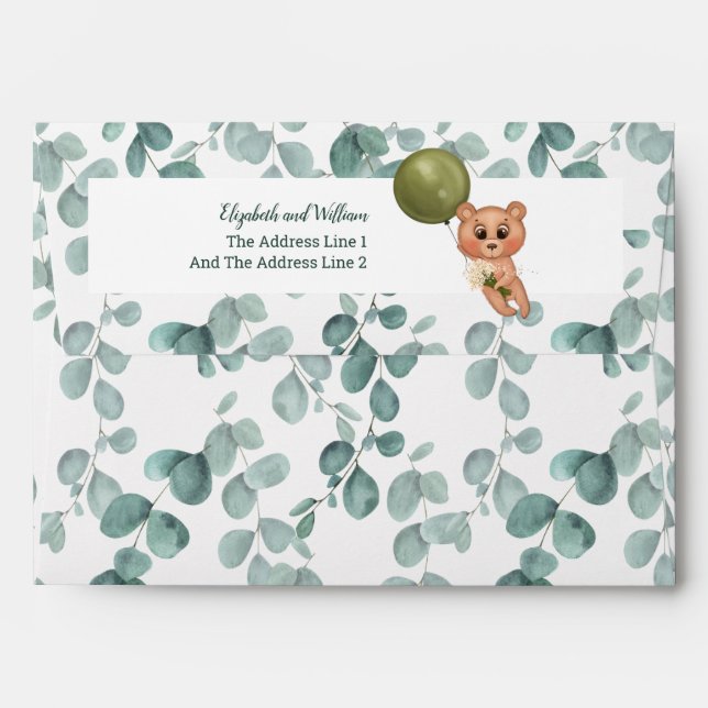 We Can Bearly (Barely) Wait Teddy Bear Baby Shower Envelope (Back (Top Flap))