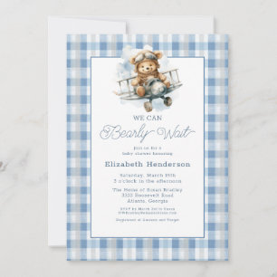 We Can Bearly Wait Airplane Baby Shower Invitation