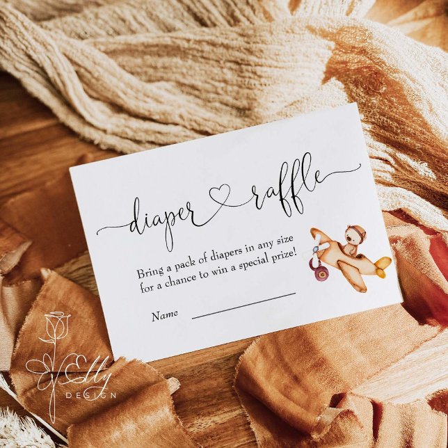 We Can Bearly Wait Airplane Bear  Diaper Raffle Enclosure Card (Creator Uploaded)