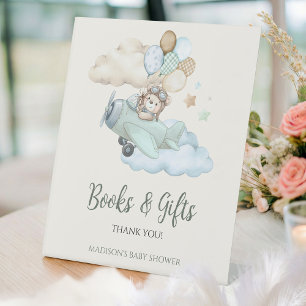 We Can Bearly Wait Airplane Books and Gifts Pedestal Sign