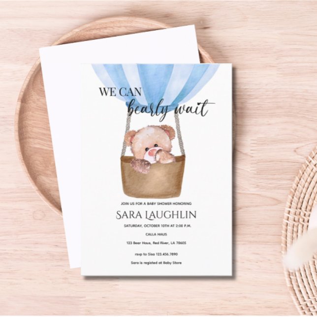 We Can Bearly Wait Baby Boy Baby Shower Invitation (We Can Bearly Wait Baby Bear Baby Shower Invitation)