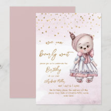 We Can Bearly Wait Baby Girl 1st Birthday 