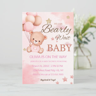We Can Bearly Wait Baby on the Way Baby Shower Invitation