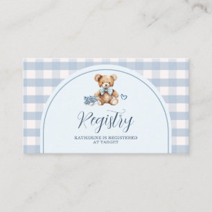 We can Bearly Wait Baby Shoes Gingham Registry Enclosure Card