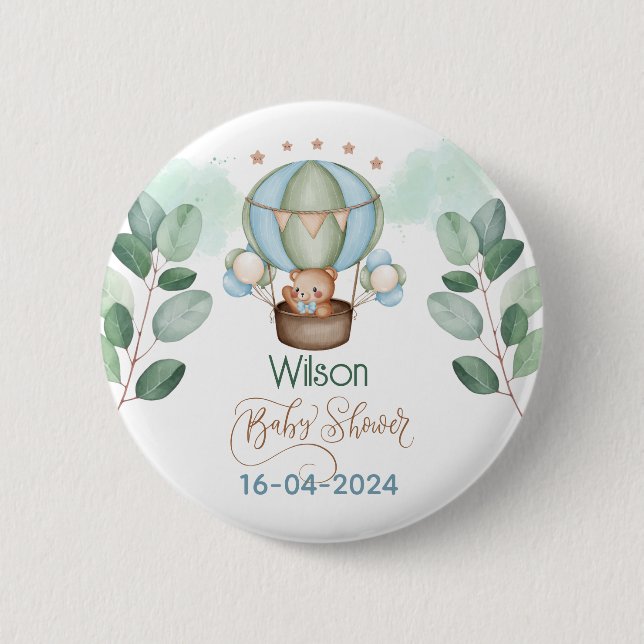 we can bearly wait baby shower bear 2 inch round button (Front)