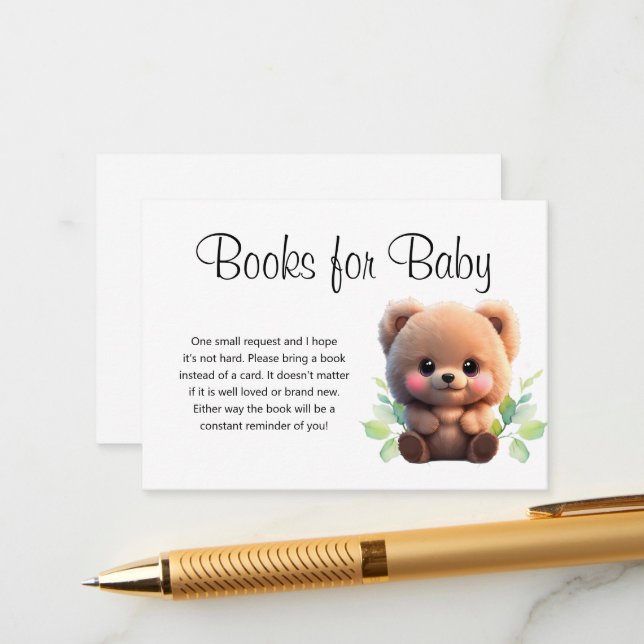 We can Bearly Wait Baby Shower book for baby  Enclosure Card (Front/Back In Situ)