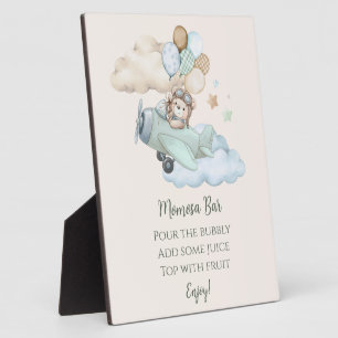 We Can Bearly Wait Baby Shower Boy Momosa Bar Sign Plaque