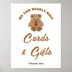 We Can Bearly Wait Baby Shower Cards & Gifts Sign