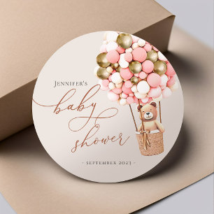 We Can Bearly Wait! Baby Shower Classic Round Stic Classic Round Sticker