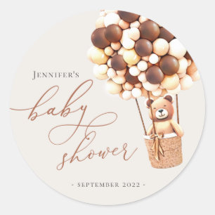 We Can Bearly Wait! Baby Shower Classic Round Stic Sticker