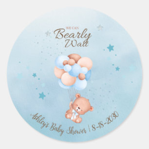We Can Bearly Wait Baby Shower Classic Round Sticker