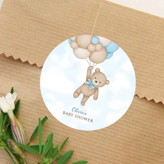 We Can Bearly Wait Baby Shower Classic Round Sticker (Creator Uploaded)