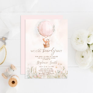 We can bearly wait Baby Shower Girl Invitation