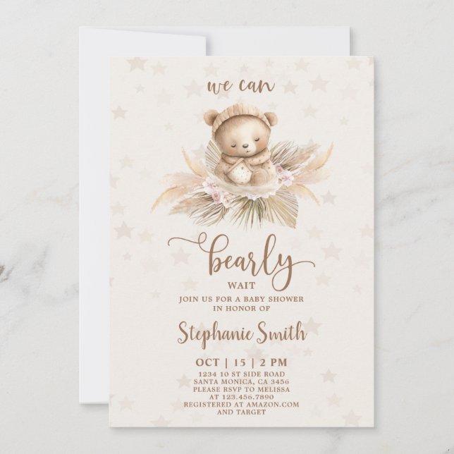 We can bearly wait Baby Shower Invitation (Front)