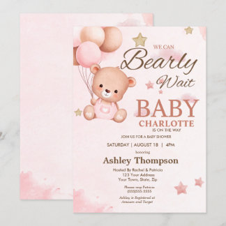 We Can Bearly Wait Baby Shower  Invitation