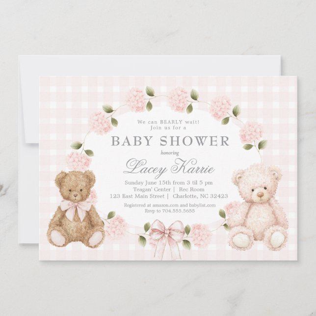 We can bearly wait baby shower invitation (Front)