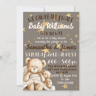 We can bearly wait baby shower invitation