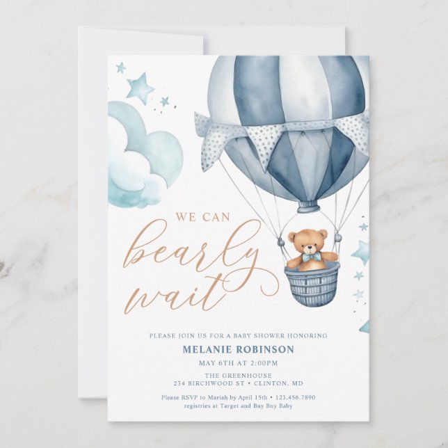 We Can Bearly Wait Baby Shower Invitation (Front)