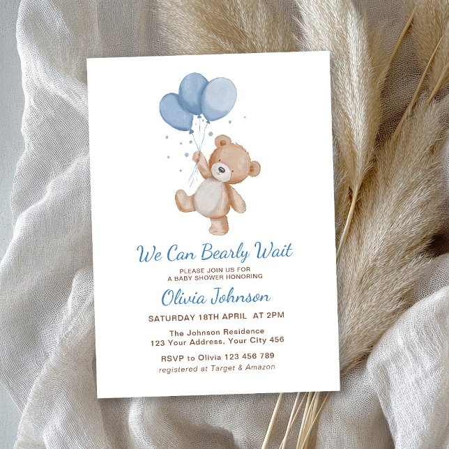 We Can Bearly Wait Baby Shower Invitation (Creator Uploaded)